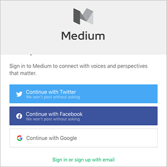 Mediumのサインイン画面